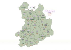 2015 werkloosheidsgraad 2013 jobratio Kaart Streekplatform gemeenten